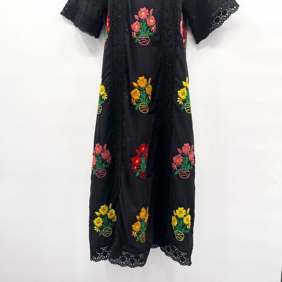 Christy Dawn Handmade Floral Embroidered Simone Maxi Dress in Noir Embroidery - Picture 8 of 15
